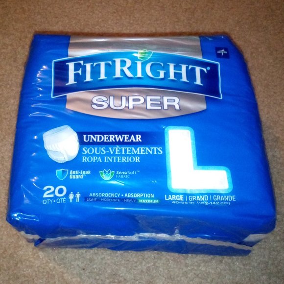 SUPER Maximum Absorbency FightRight Adult Briefs : Anti-Leak Guards. Unisex - Picture 1 of 7